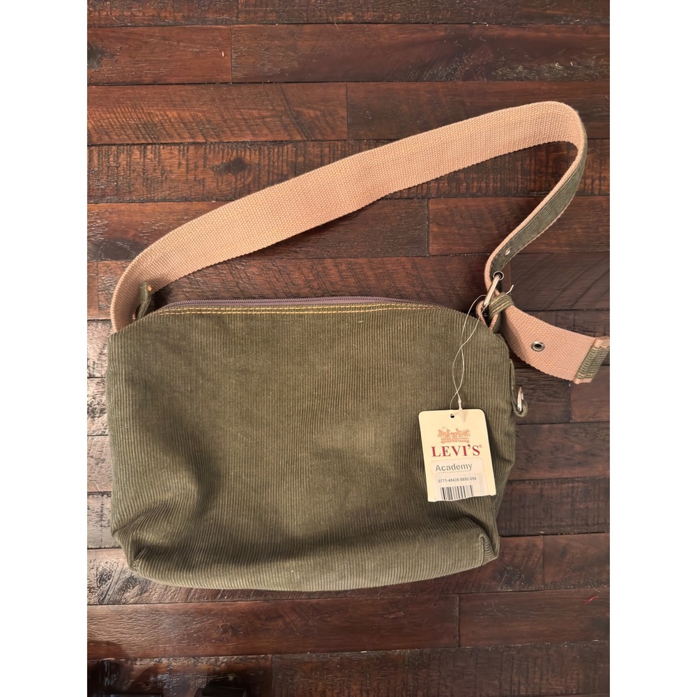 Levis Academy Corduroy Crossbody Bag Olive Green Messenger Purse Red Tab NWT - Picture 2 of 4